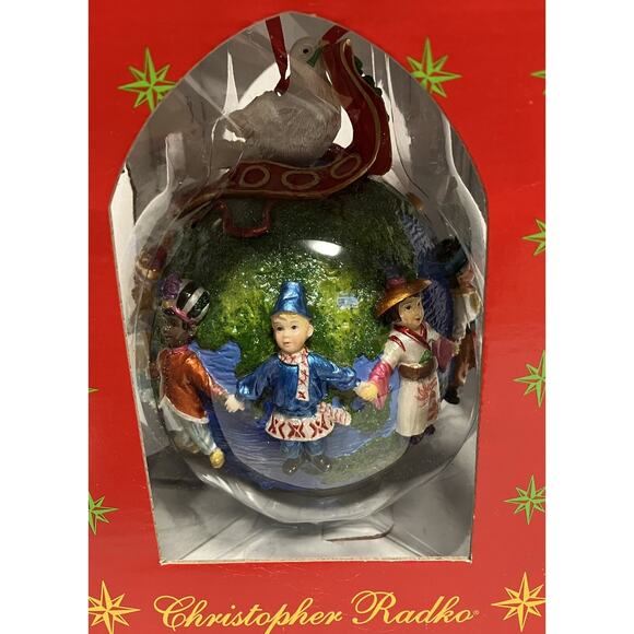 Vtg Y2K Collectible Christopher Radko Glass Ornament 5.5” United for Peace READ - Picture 6 of 10